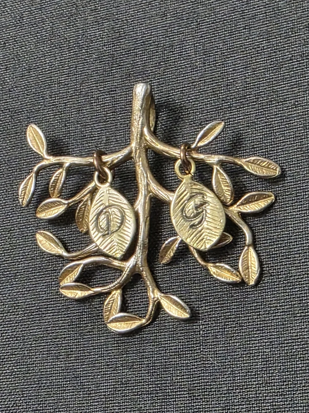 Estate Gold Tone - Signed DG Designer Pendant - 442